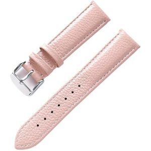 LQXHZ Lederen Band Dames Zacht Leer Lychee Graan Koeienhuid Horlogeband Heren Waterdicht 14 16 18 Mm Horlogeketting Accessoires (Color : Pink, Size : 19mm)