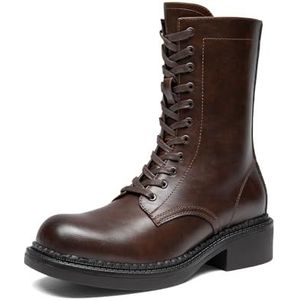 DREAM PAIRS Dameslaarzen, veterlaarzen, silhouet, comfortabele ritssluiting, warme zool, binnenritssluiting, bruin, 37 EU