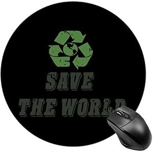 Save The World Ronde antislip muismat grappige bureaumat rubber laptop schrijfmat voor gamer kantoor thuis