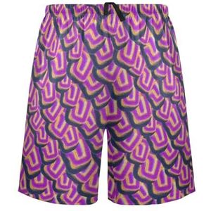 LI ZHI XIN Herenpyjamabroek, korte pyjamabroek, zomer casual shorts, elastische tailleband met trekkoord, rechte losse pasvorm met 2 zakken, S-XXL paars abstract patroon, Meerkleurig, S