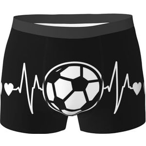 ZJYAGZX I Love Voetbal Print Heren Zachte Boxer Shorts Viscose Trunk Pack Vochtafvoerend Heren Ondergoed, Zwart, S