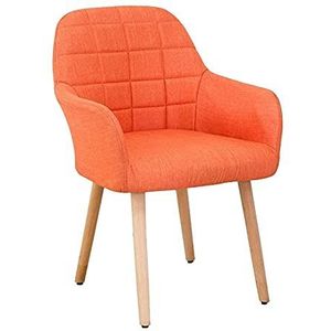 GEIRONV 1 stuks stof eetkamerstoelen, zachte kussen rugleuning en stevige hout benen woonkamer leunstoel appartement balkon stoel Eetstoelen (Color : Orange)