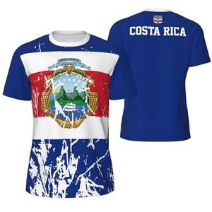 Sport T-Shirt Vintage Costa Rica Vlag Graan Tees 3D Gedrukt voor Fitness Running Voetbal, Meerkleurig, S