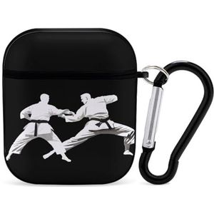 Karate Leuke Case voor AirPods 2&1 Schokbestendige Beschermende Hoofdtelefoon Gevallen Cover Met Sleutelhanger Voor Mannen Vrouwen