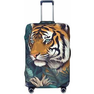 LZQPOEAS Tropische tijger Print Bagage Cover Elastische Wasbare Koffer Cover Protector Mode Reizen Bagage Covers Fit 18-32 Inch Bagage, Zwart, XL