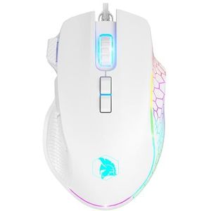 EMPIRE GAMING - 2025 Nieuw - W905 Bedrade Gaming Muis - 12800 DPI 1000Hz - RGB Verlichting - Ergonomisch - PS4, PS5, XboxOne/Series, PC en Mac - Inclusief Software - 8 Programmeerbare Knoppen (Wit)