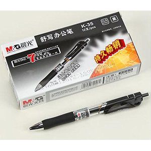 12 stks M&G K-35 0.5mm Roller Gel Pen Intrekbaar Glad Schrijven Zwart