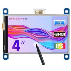 Waveshare 4inch Display for Raspberry Pi 4 Resistive Touchscreen IPS Moitor Panel 800x480 Resolution HDMI LCD Compatible for All Raspberry Pi Raspbian/Ubuntu/Kali/Retropie Drivers Provided