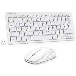 TECKNET Draadloos toetsenbord en muisset, QWERTY Italiaanse Indeling, 2.4G draadloos toetsenbord en stille muis met USB-nano-ontvanger, 12 multimedia-snelkoppelingen