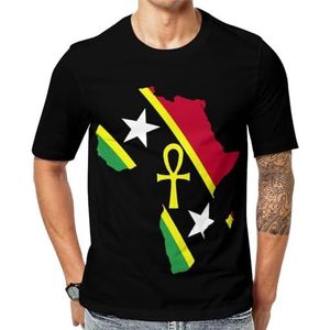 Rood Zwart Groen Afrika Kaart Ankh Heren Korte Mouw Grafisch T-shirt Ronde hals Print Casual Tee Tops 4XL