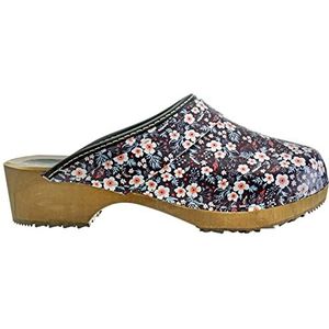 ESTRO Houten Damesschoenen Dames Muil Keuken Houten Klompen voor Vrouwen Houten Rubberen Veiligheidsklompen CDL01 (CDL06 Bloemen, 38)
