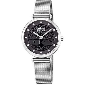 Lotus Bliss 18708/3 horloge voor dames zilver roestvrij staal case zilver roestvrij stalen band, zwart, S, armband