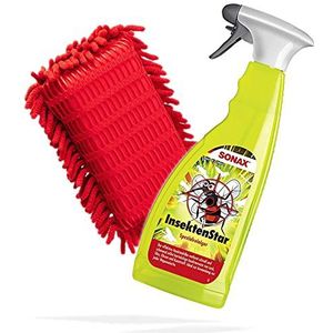 detailmate Sonax Insectenster, 0,75 liter, insectenverwijderaar voor auto/motorfiets + insectenspons 2 zijden: insectenreiniger, zachte chenille lamellen (insectenster + insectenspons)