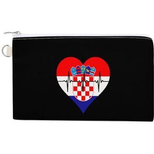 Liefde Kroatië Heartbeat Kleine Portemonnee Leuke Geld Zakken Reizen Portemonnee Canvas Pouch Mini Verandering Tas