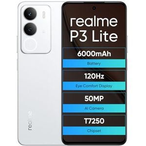 realme P3 Lite - Smartphone - Cloud White - 8 GB RAM - 256 GB ROM - 6,67 inch 120 Hz HD+ scherm - 6000mAh batterij