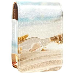 Gepersonaliseerde Lipstick Case Draagbare Make-up Tas Cosmetische Pouch Lippenstift Houder Make-up Organizer Drijvende Fles Zeester Strand, Meerkleurig, 9.5x2x7 cm/3.7x0.8x2.7 in