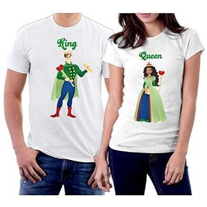 King and Queen Prince Princess His Her Matching Anniversary Gift Couple Shirts Men L/Women M White