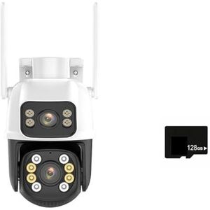 Bewakingscamera, 8MP 4K Dual Lens Dual Screen IP Camera 4MP HD Ai Menselijke detectie Beveiliging Waterdichte CCTV Surveillance(8MP Add 128G)