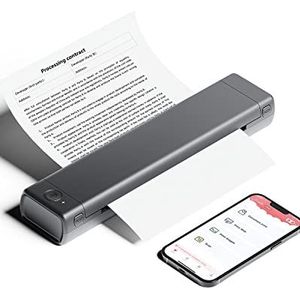 Phomemo M08F Thermal Printer - Draagbare Draadloze A4 Mobiele Printers voor Thuisgebruik Kantoor, Bluetooth Inkless Printer Compatibel met Laptops & Smartphone,Grijs