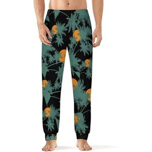 Palm Tree heren pyjama broek zachte lange pyjama broek elastische nachtkleding broek XL