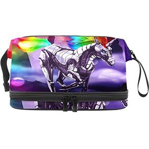 Grote capaciteit reizen cosmetische tas,Eenhoorn Rainbow Fancy,Make-up tas,Waterdichte make-up tas organisator, Meerkleurig, 27x15x14 cm/10.6x5.9x5.5 in