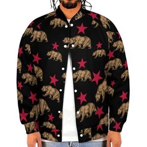 California Bear And Red Star Grappige mannen Baseball Jacket Gedrukt Jas Zachte Sweatshirt Voor Lente Herfst