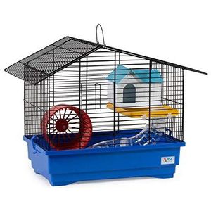 Decorwelt Hamsterstokken, blauw, buitenmaten, 49,5 x 32,5 x 38, knaagkooi, hamster, plastic kleine dieren, kooi met accessoires