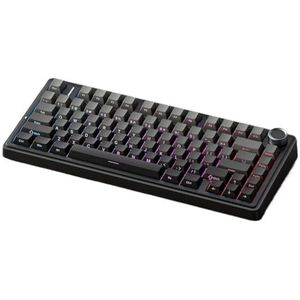 QPSJXN F75 75% Layout Mechanisch Toetsenbord RGB PBT Pakking Aangepaste Draadloze Bluetooth Bedraad Toetsenbord 2.4G Compatibel (F75 Reef zwart 3mode)