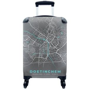 MuchoWow® Koffer - Stadskaart - Doetinchem - Grijs - Blauw - Past binnen 55x40x20 cm en 55x35x25 cm - Handbagage - Trolley - Fotokoffer - Cabin Size - Print