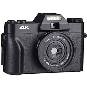 Videocamera Vlogcamera Recorder Compacte digitale fotografiecamera 4K Web Cam Vintage Vlog Video Recorder 48MP Streaming Camcorder 3""Flip-scherm(32G TF Card,NO Wide Angle Lens)