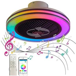 Plafondventilator met verlichting en Bluetooth speaker LED muziekventilator plafondlamp RGB dimbare kleurverandering ventilator plafondlamp voor slaapkamer woonkamer kinderkamer Fan Light