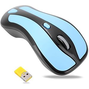 Gyration Air Mouse, 6D 2.4G Mini Gyro Draadloze Muis Maximaal 1600 DPI Optische Muizen met USB Nano-ontvanger voor Pc Laptop Smart TV/Box(Blauw + Zwart)