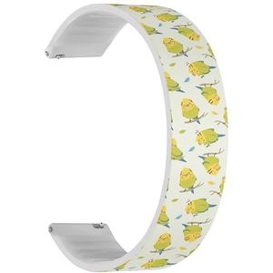 RYANUKA Solo Loop band compatibel met Ticwatch Pro 3 Ultra GPS/Pro 3 GPS/Pro 4G LTE / E2 / S2 (Cartoon Budgie Parrot) Quick-Release 22 mm rekbare siliconen band band accessoire, Siliconen, Geen