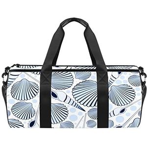 Bloemenpatroon Reizen Duffle Bag Sport Bagage met Rugzak Tote Gym Tas voor Mannen en Vrouwen, Zeeschelp Patroon, 45 x 23 x 23 cm / 17.7 x 9 x 9 inch