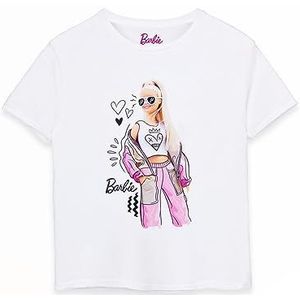 Barbie Pose Girls Wit T-shirt met korte mouwen | Iconisch Barbie-merk | Fun & Modieus | Speels levendig ontwerp | Comfortabel | Meisjesmode | Fantasierijk spel | Kinderen 11-12 Years