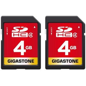 GIGASTONE SD Card 4GB 2-Pack SDHC met 2x Mini-case, Geheugenkaart voor Full HD Video Canon Nikon Sony Pentax Kodak Olympus Panasonic Digital Camera, 80MB/s C4 Class 4