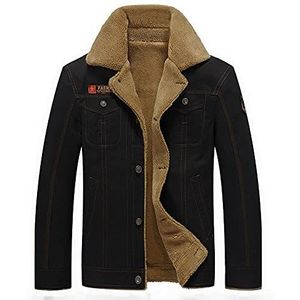 Warme spijkerjas voor heren - mannelijke winter dikke fleece borstzakken Rodeo gevoerde Jean jas mode heren cowboy top dikke warme winter outwear plus size outwear M - 5Xl