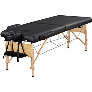 Yaheetech Mobiele massagelige 2 zones massagetafel in hoogte verstelbaar massagebed met houten poten en draagtas inklapbaar cosmetische ligbed 70 cm breed, 213 x 92 cm