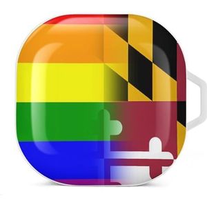 LGBT Pride Maryland State Flag Oordopjes Hoesje Compatibel met Samsung Hard Shell Beschermhoes Wit-Stijl