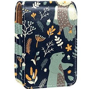 Lipgloss Houder Lipstick Case Draagbare Mini Lipstick Opbergdoos Reizen Lipstick Organizer Case met Spiegel voor Vrouwen Uil Patroon, Meerkleurig, 9.5x2x7 cm/3.7x0.8x2.7 in