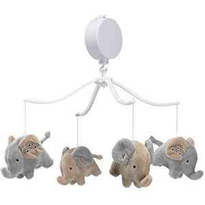 Bedtime Originals Elephant Love Musical Baby Wieg Mobiele Fopspeen Speelgoed - Grijs