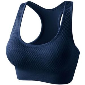 HDXWIFD Sport-bh's met hoge ondersteuning voor dames, gewatteerde naadloze bh's voor actieve slijtage, stretch crop-tops vest voor yoga hardlopen joggen sportschool(Color:Blue,Size:S)