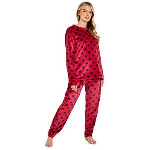 CityComfort Damespyjama fleece damespyjama's sets loungewear, Rood, M