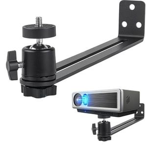 Videoprojectorhouder, wandhouder, projector, 360 graden draaibaar, 1/4 inch schroef, metaal, houder voor thuisbioscoop, kantoor, woonkamer, slaapkamer, videoprojector, zwart
