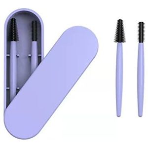 2 Stuks Siliconen Herbruikbare Wimper Wenkbrauw met Opbergkoffer Mascara Wands Eye Lash Cosmetische Make-up Borstel Tool Kits voor Lash Extensions Wenkbrauwcontouren en Make-up