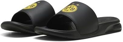 PUMA Softride Teamcat BVB Slides voor volwassenen, Black Faster Yellow Victory Gold Beige, 46 EU