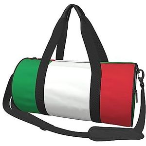 Vlag van Italië & * Ronde opvouwbare plunjezak met grote capaciteit voor vrouwen mannen, gymtas, sporttas., Zwart, Eén maat