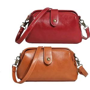 Langrents Retro Handmade Bag,Langrents Retro Handbag,Langrents Retro Handmade Bag,Langrents Waterproof Shoulder Bag for Women (One Size,Red+Brown)