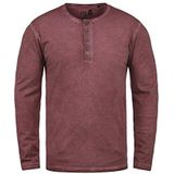 Effen Timur heren T-shirt met lange mouwen Top met opa kraag gemaakt van 100% katoen