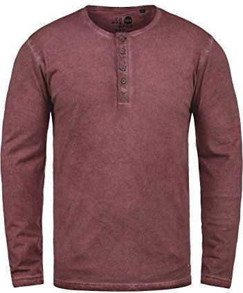 Effen Timur heren T-shirt met lange mouwen Top met opa kraag gemaakt van 100% katoen